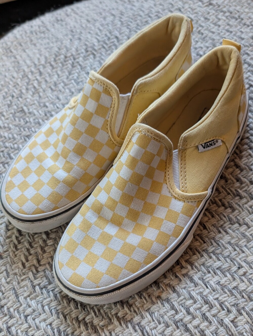 Vans Kids Classic Slip-On Checkerboard Shoes - Yellow/White